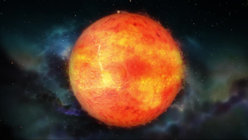 A fiery planet orbits space, surrounded by plasma.