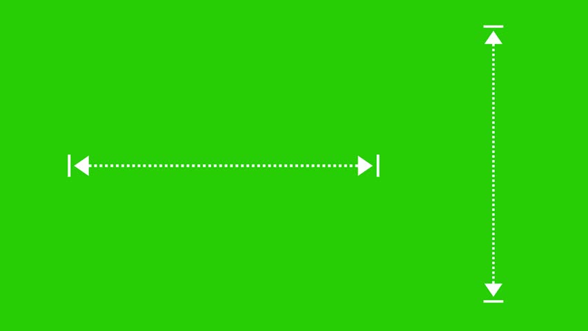 2D Dimension Arrow Measurement Animation on Green Screen Resizable Distance Indicator Motion Graphic for Design and Technical Layout