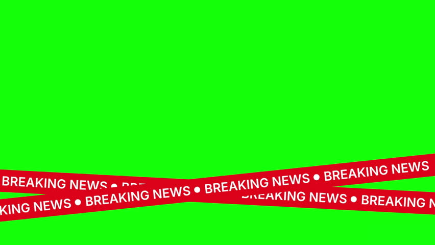 Breaking News Ticker Red Banner Overlay On Green Screen Background