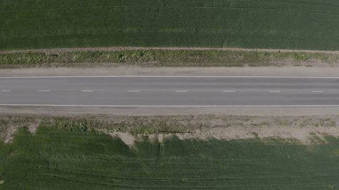 Top Down Drone View Road near Sergiev