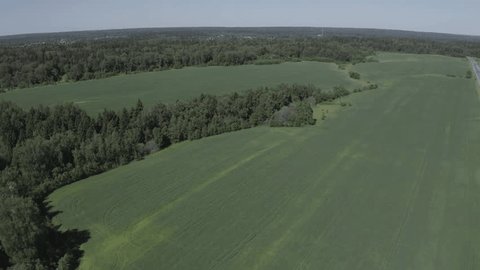 Aerial Orbit over Farmland near Sergiev Posad