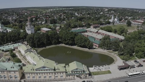 Drone Circling above Pond Sergiev Posad