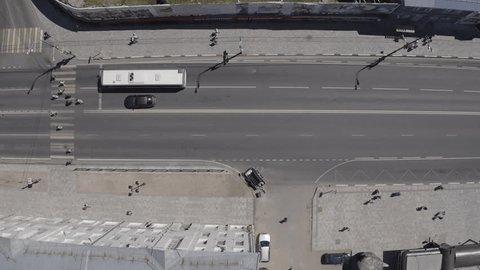 Top Down Drone View Flying Sideways over