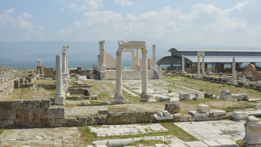 Ancient Ruins of Laodicea Columns and Temple Remains in Denizli Turkey.