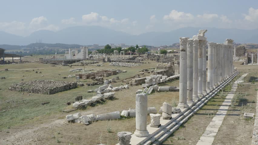 Ancient Ruins of Laodicea Columns and Temple Remains in Denizli Turkey.