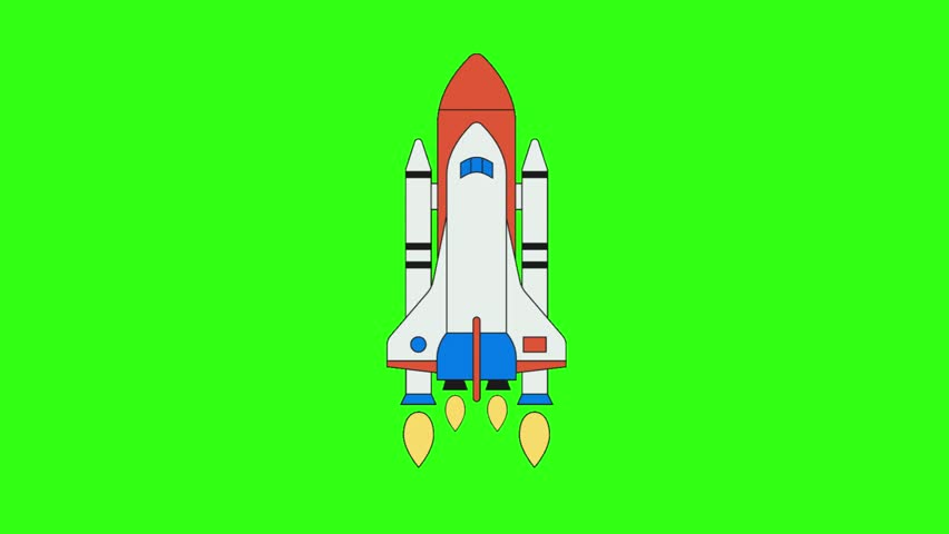 Rocket cartoon animation on green screen