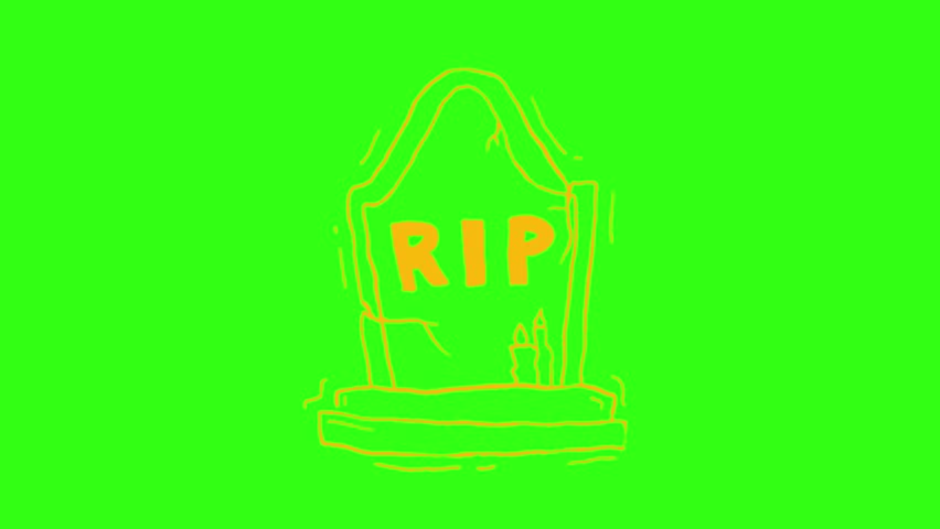 Cemetery cartoon animation on green screen