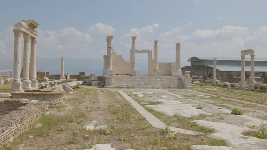 Ancient Ruins of Laodicea Columns and Temple Remains in Denizli Turkey.