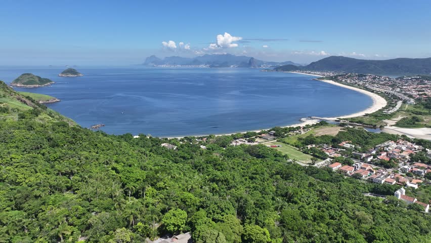 Niteroi Skyline In Niteroi Rio De Janeiro Brazil. Travel Landscape. Tropical Scenery. Nature Skyline. Niteroi Skyline In Niteroi Rio De Janeiro Brazil. Tourism Landmark.