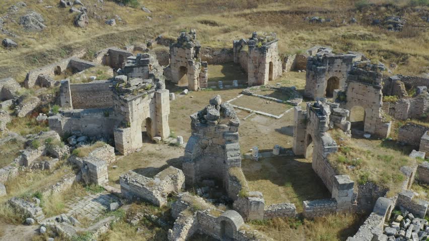 Ancient Church Ruins in Hierapolis Pamukkale Turkey Archaeological Site
