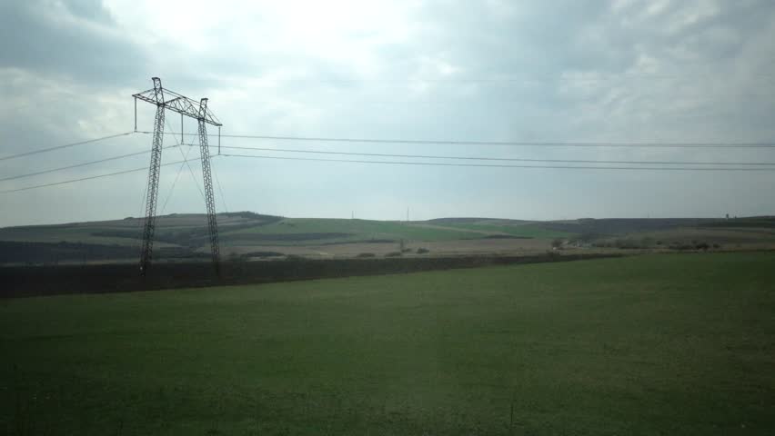 Turda, Romania The landscape of central Romania seen from a moving car. 