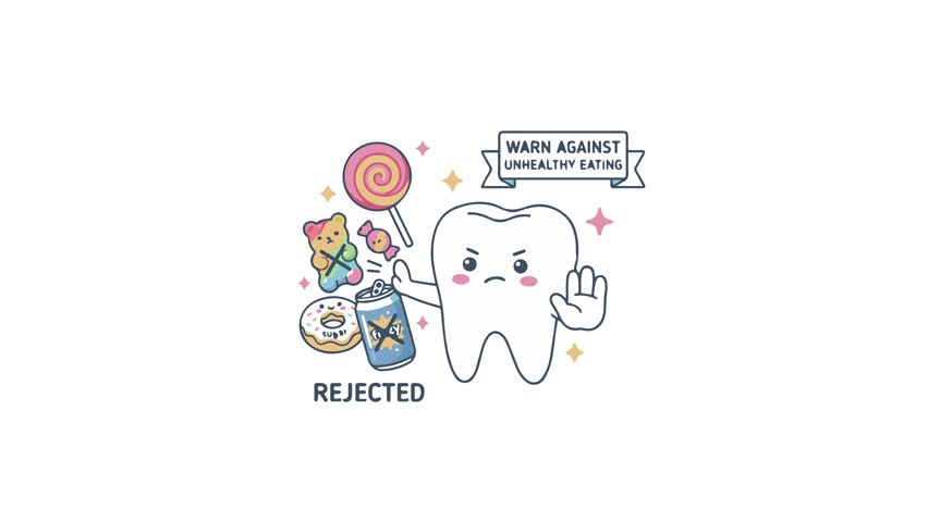 Cute Tooth Icon Flat Vector Design