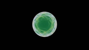 A translucent crystal sphere with swirling iridescent green and white textures inside, isolated on black. This 3D motion graphic is designed for futuristic UI, scifi concepts, or meditative visual backgrounds. - Powered by Shutterstock - Get 15% off with code: PIKWIZARD15