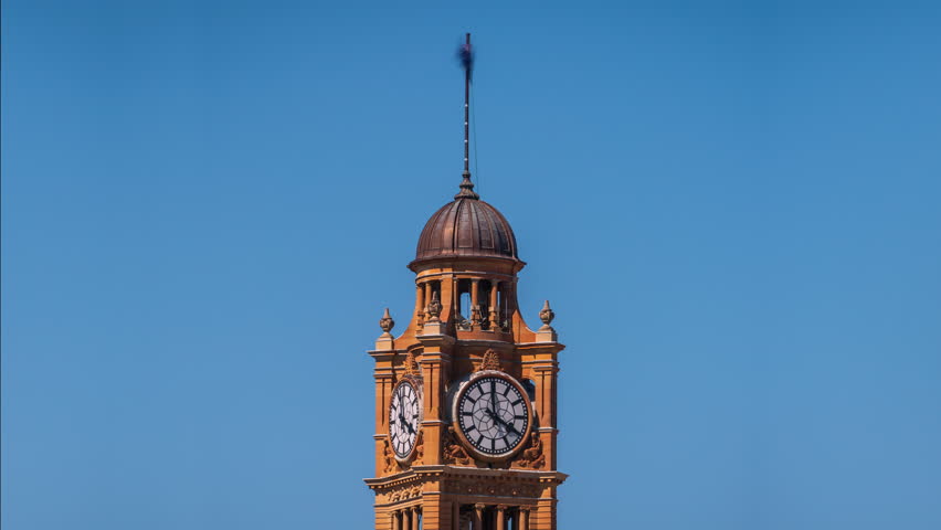Timelapse clip of a clock tower near the main station in Sydney Australia 