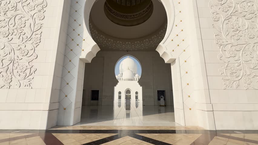 Intricate Arched Portal at Sheikh Zayed Grand Mosque in Abu Dhabi, UAE