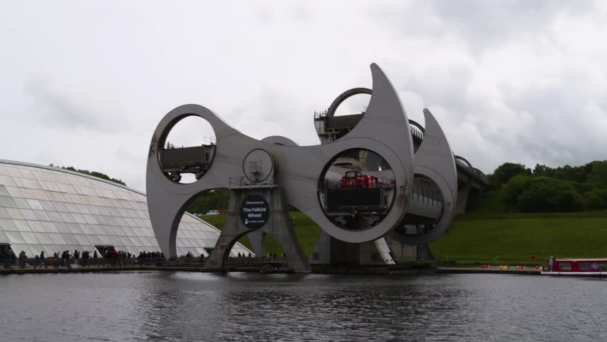 Falkirk Wheel rotating boat lift in Falkirk, Scotland, United Kingdom