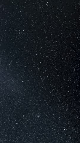 Stars in Dark Starry Night Sky, Vertical Astronomy Timelapse 