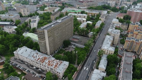 Top Aerial View Circling Vishnevsky Medical Complex