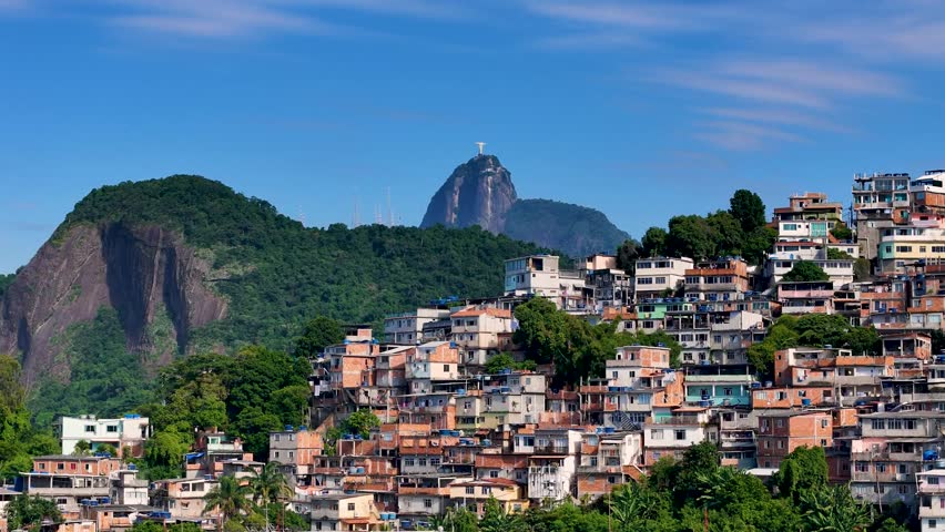 Corcovado Mountain With Christ the Redeemer Statue Rising Above the Favela in Rio de Janeiro, Brazil
