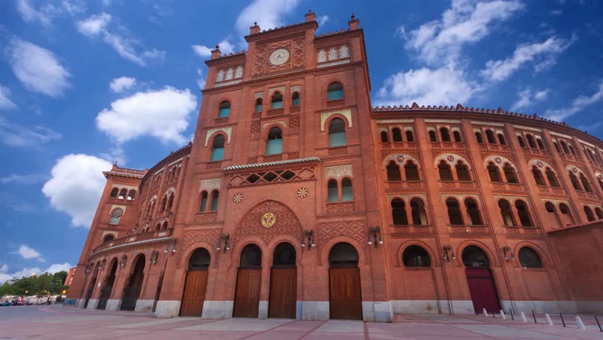 Madrid, Spain  Outdoor view of Bullring of Las Ventas. It is a famous bullring located in Guindalera quarter of Madrid.Las Ventas Bullring (Plaza de Toros de Las Ventas), a Neo-Mudejar (Moorish) style building situated in the Guindalera quarter of the district of Salamanca and home of bullfighting in Madrid, Spain.