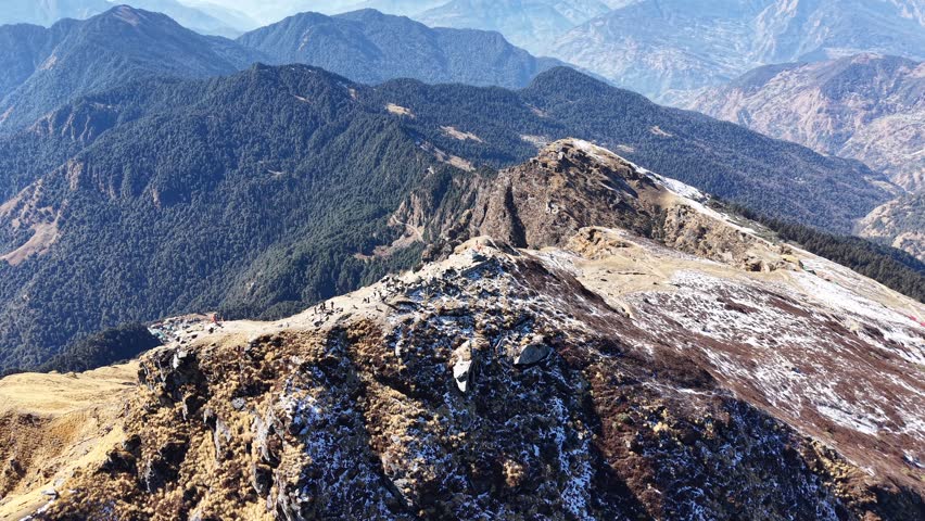 Aerial View of Chandrashila Peak in the Garhwal Himalayas Uttarakhand India