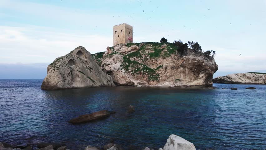 Historic Sile Castle on Rocky Island at Black Sea Coast in Istanbul Turkey