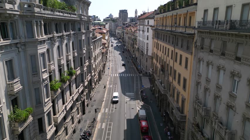 Europe, Italy, MIlan 03,30,2026 drone  aerial view of Milan downtown fashion district , Corso Venezia , natural history museum and new skyline with skyscrapers in Gea Aulenti Garibladi 