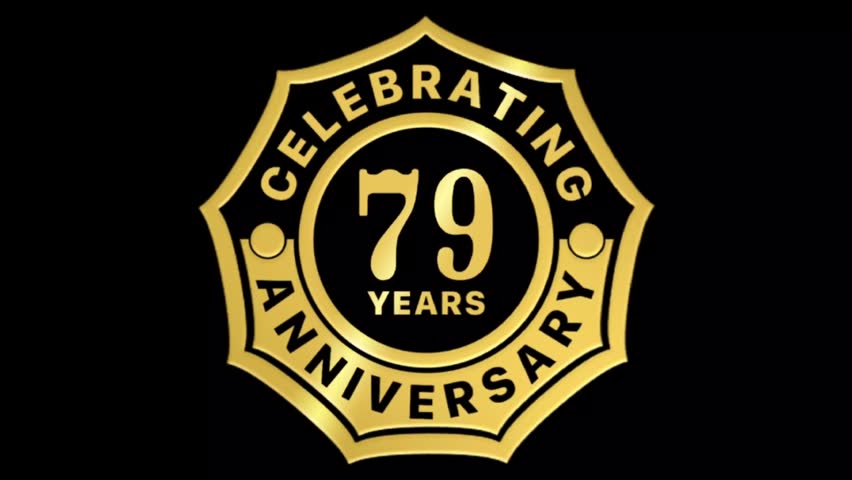 Celebrating 79th years anniversary luxury logo animation clip, 79 years anniversary luxurious badge animation video in 4K quality.