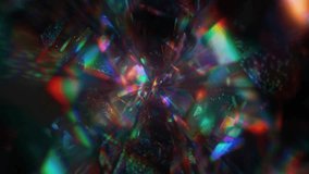 Abstract dark prismatic crystal tunnel with rainbow chromatic shards and glossy holographic reflections, luminous glass fragments swirling through a shadowy portal, futuristic optical distortion with deep sci fi contrast, radiant color sparkle and layered crystalline depth - Powered by Shutterstock - Get 15% off with code: PIKWIZARD15