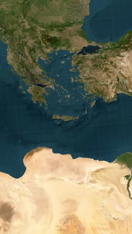 Crete Island Map Loop Animation In Vertical