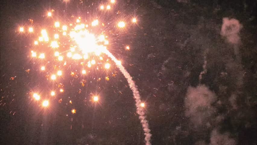Colorful Fireworks Explosion in Night Sky Celebration Background