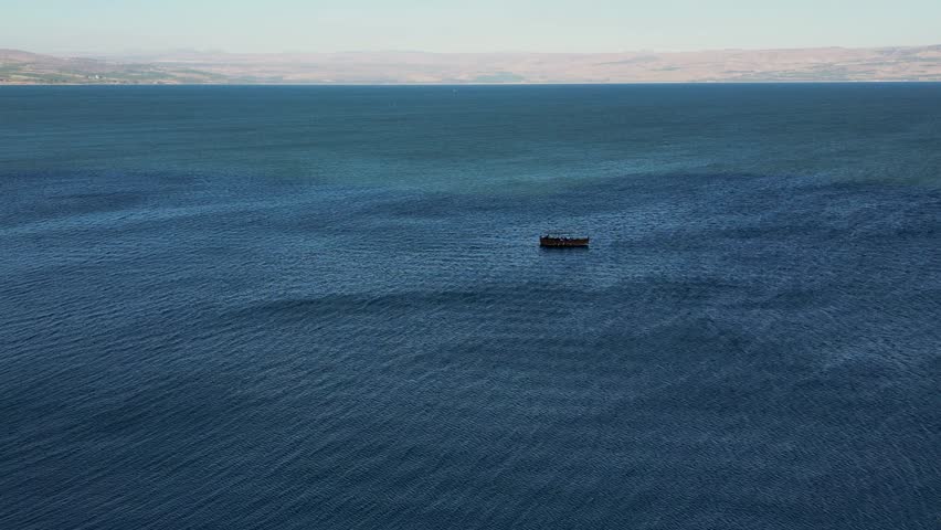 Northern Sea of Galilee Shore from Above Drone Shot of Lake and Landscape Israel