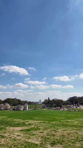 Vertical view of Washington DC National Mall with Capitol in distance