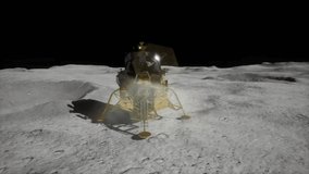Lunar landing mission on the Moon showing astronauts and spacecraft on the lunar surface, highlighting space exploration, scientific achievement, and human presence beyond Earth. - Powered by Shutterstock - Get 15% off with code: PIKWIZARD15