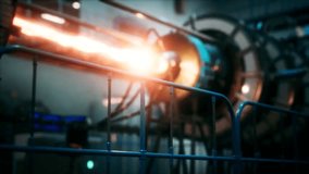 Futuristic cyberpunk nuclear reactor power plant glowing with neon lights, showing a high-tech thermonuclear energy core with advanced machinery and sci-fi industrial atmosphere. - Powered by Shutterstock - Get 15% off with code: PIKWIZARD15