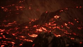 Vibrant molten lava flowing over grey lava fields and rocky terrain, glowing with intense red and orange heat, showcasing powerful volcanic activity. - Powered by Shutterstock - Get 15% off with code: PIKWIZARD15