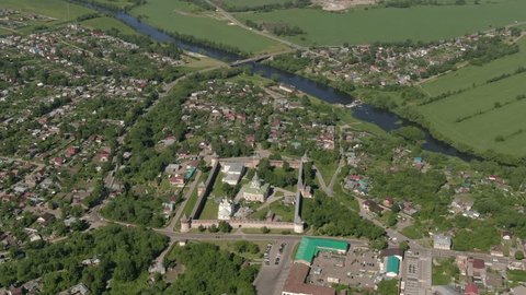 Drone Circling above Zaraysk City River