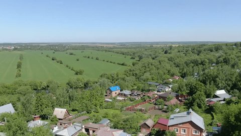 Aerial Sideways Rise over River Fields