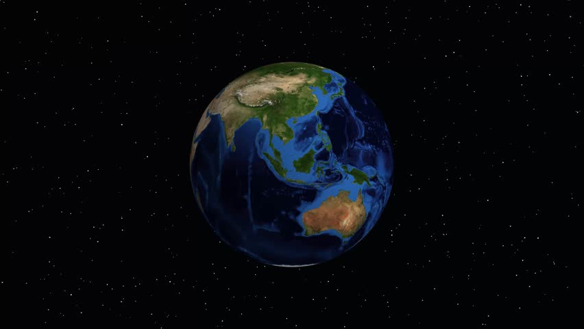 Digital animation zooms from outer space to illuminated city lights of Abu Dhabi at night