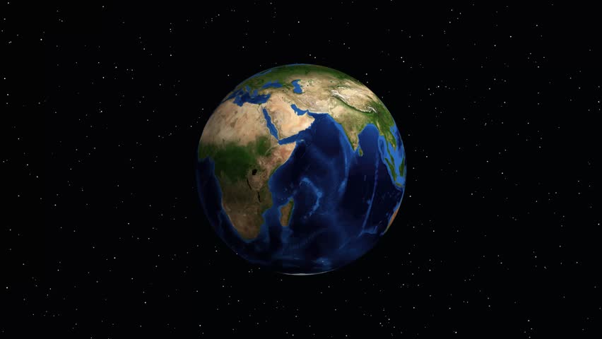Digital animation zooms from global earth view to illuminated city lights of Bogota Colombia