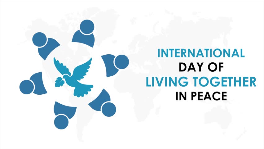 Video animation created to  International Day of Living Together in Peace with dove symbol and unity concept. 