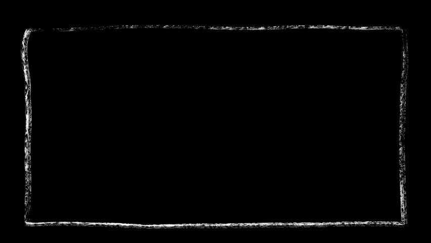 Hand drawn white rectangle, animated scribble white rectangle marker 4k transparent background , alpha channel.