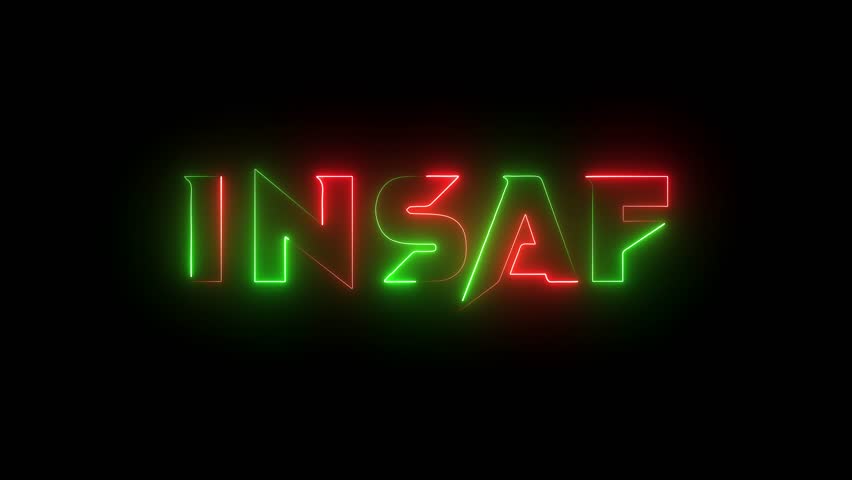 Neon Modern Black INSAF Text green and red color saber animation on black Background