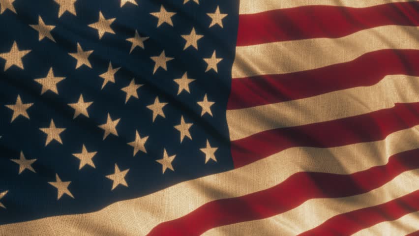 US American flag waving in the wind, seamless loop of United States national symbol for Fourth of July and patriotic concept.