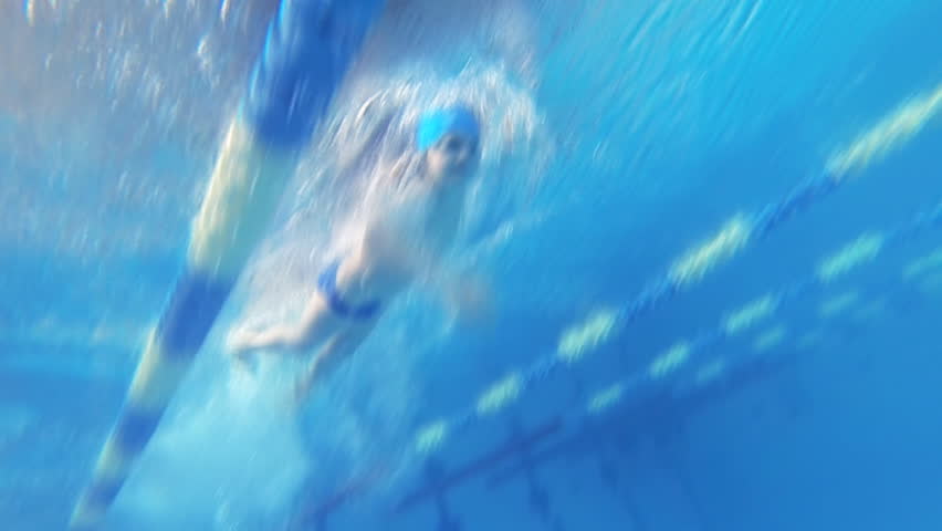 Beautiful underwater view of swimming free style