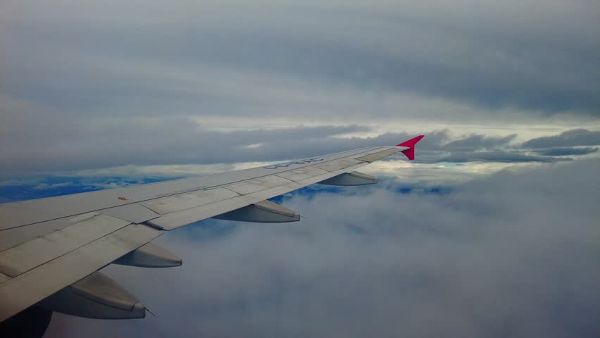 POV from an airplane window, with the aircraft