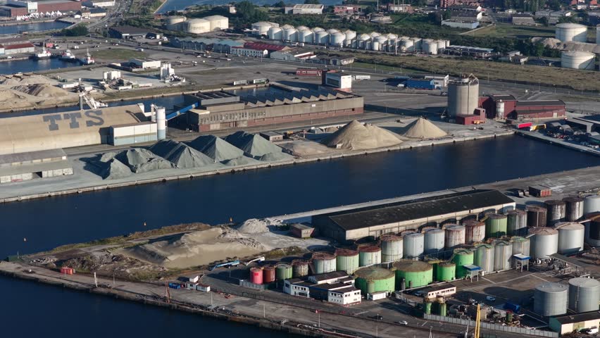 Aerial  View Oil Refinery Dunkirk France Energy Infrastructure Carbon Emissions Global Warming Climate Change Pollution