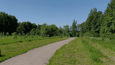Aerial Flight Over Forest, Shore, and Fields in Moscow Region