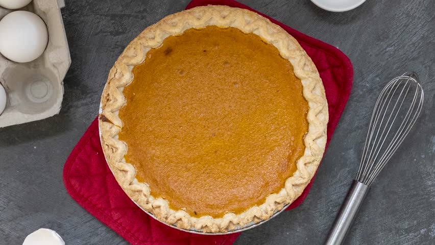 Rotating Freshly Baked Pumpkin Pie