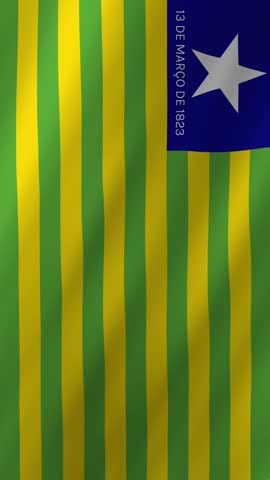 Vertical Piaui Flag 4K Brazil State Pride Animation Flag Piauii Symbol